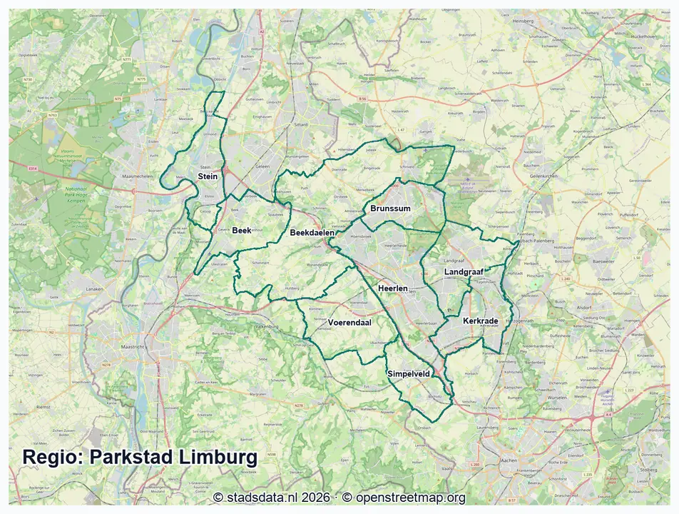 Kaart Parkstad Limburg